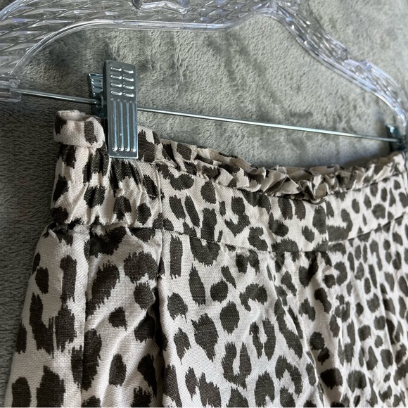 J Crew Leopard Print Linen Blend Plants 4 Stretchy Waist Jaguar Animal Preppy - Picture 4 of 14